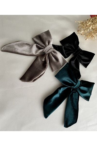 GLAREEZ Set de cleme de păr automate triple Velvet Bow