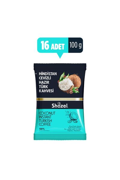 Shazel Hindistan Cevizli Hazır Türk Kahvesi 100g X 16 Adet (AROMALI)