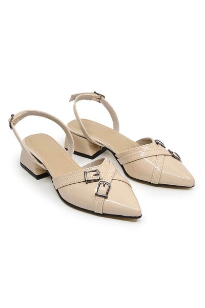 Letafia Balerini din piele lacuita bej Karina cu catarama