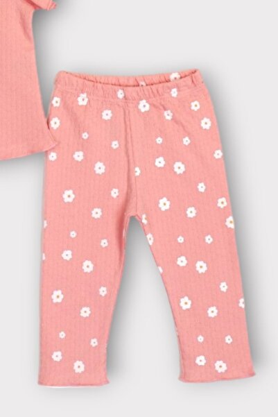 Cassiope Girl's Set with Ribbed Waist and Daisy Pattern - Set of 2