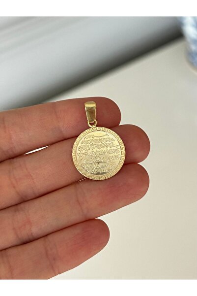 emy by emel luxury silver jewelry Ayetel Kürsi Kolye Ucu Altın Kaplama 925 Ayar Gümüş