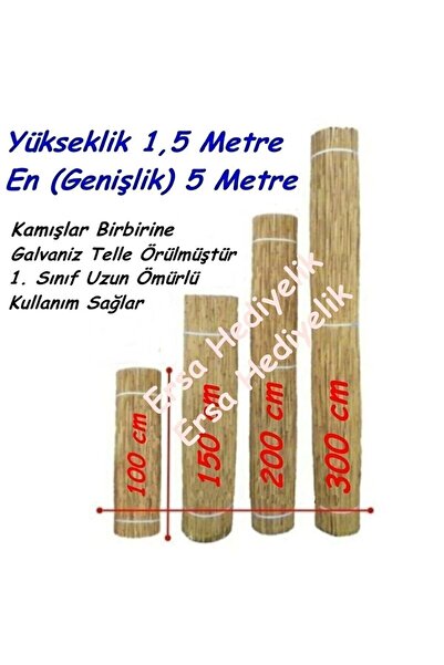 Ersa Hediyelik Kamış Çit Bambu Hasır Yükseklik 1,5 metre En 5 metre Doğal Kamış Gölgelik 1,5x5