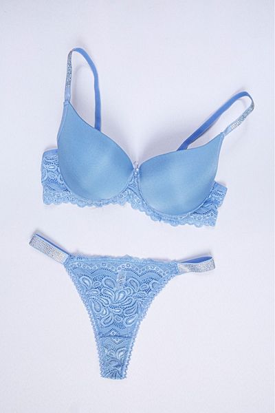 Tılsım Lingerie Set de sutien semi-umplut cu bretele subțiri de piatră