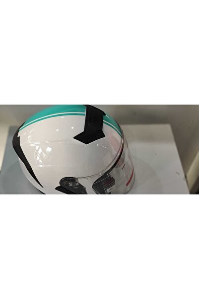 JK20 JK526 GÜNEŞ VİZÖRLÜ BEYAZ YEŞİL AÇIK KASK