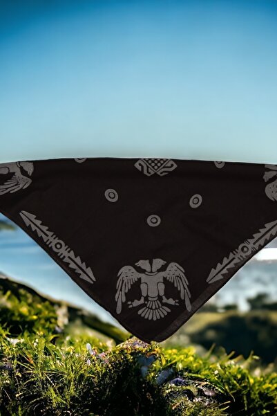leillART Black Patterned Cotton Women's/Men's Hair Bandana - Handmade