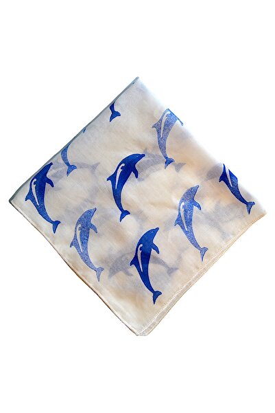 leillART White Patterned Cotton Women's Hair Bandana - Handmade