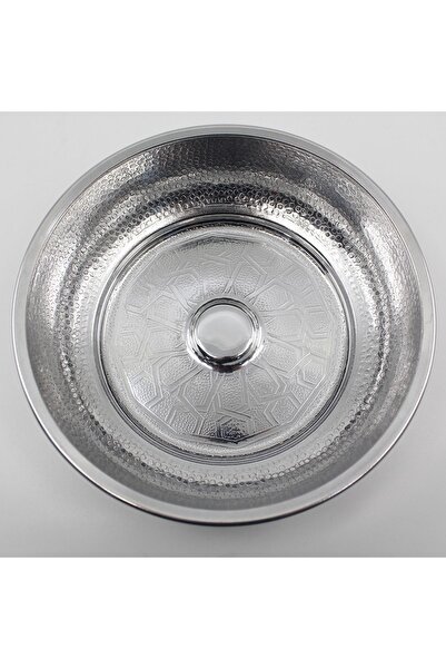 Genel Markalar Gümüş Hamam Tası Yuvarlak Desenli Banyo Duş ve Kişisel Bakım Su Kabı