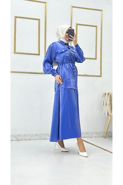 Moda Krash SATIN FABRIC SET WITH POCKETS AND SKIRTS