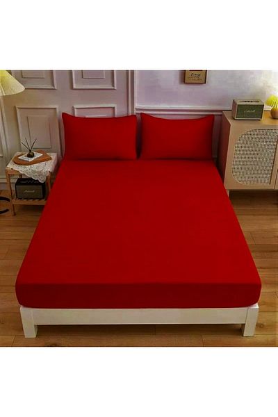 LilaMOON Claret Red Cotton Ranforce Fitted Sheet Set - Single/Double