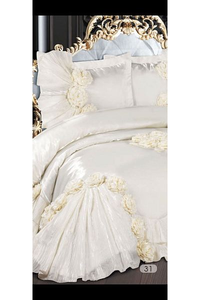 baladı home ev tekstil home collection Cuvertură de pat Zestre de înaltă calitate - dantelă franceză și matlasată, set de 4 piese