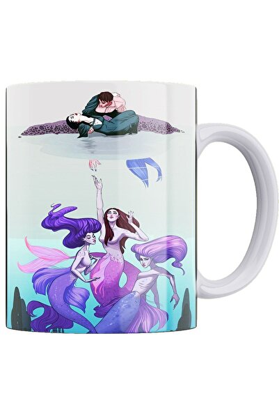 remonz مج بورسلين 100% مطبوع على الوجهين بتصميم حورية البحر