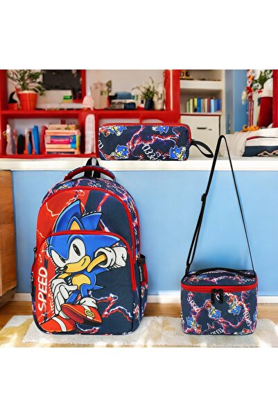 Shopiolog طقم تقويم العظام للمدرسة الابتدائية للرجال مكون من 3 قطع - حامل قلم، صندوق غداء، 3 أقسام مع زجاجة مياه