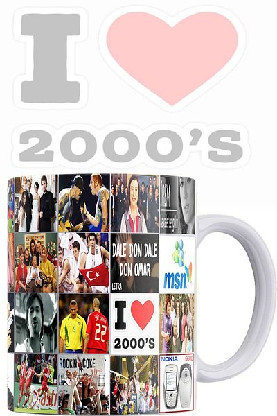 remonz 2000's 40 Photo Printed 100% Porcelain White Mug