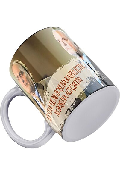 remonz Valley of the Wolves Series Laz Ziya and Hüsrev Ağa Printed Porcelain Mug with Wooden Base Gift