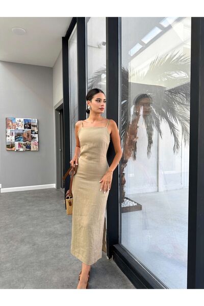 ESRAHELVACI Φόρεμα με λινό λουράκι - Λεπτομέρεια παραθύρου