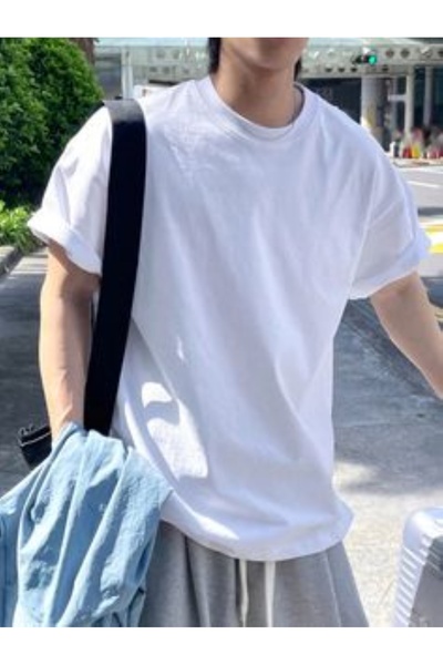 FİTGO Ανδρικό Oversize Λευκό T-Shirt