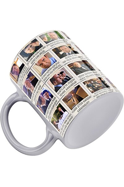 remonz Valley of the Wolves Series Council Racons Printed Porcelain Mug with Wooden Coaster Gift