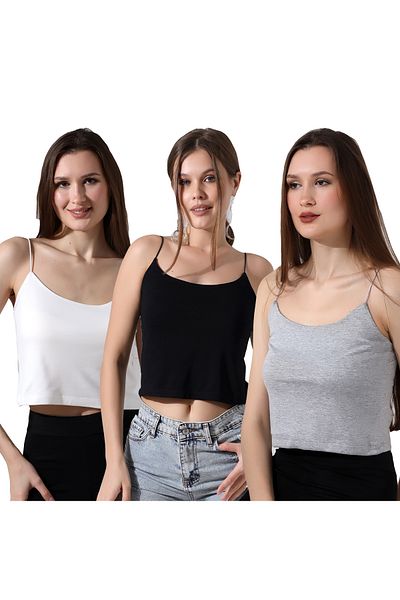 Endies Women's Rubber Strap Short Athlete 39282 - Pack of 3 BLACK-WHITE-GRIMELANJ