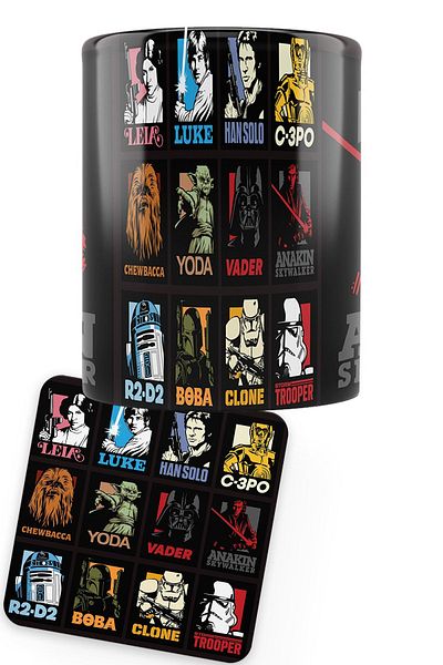 remonz Star Wars Series Anakin Printed Porcelain Mug with Wooden Coaster Gift