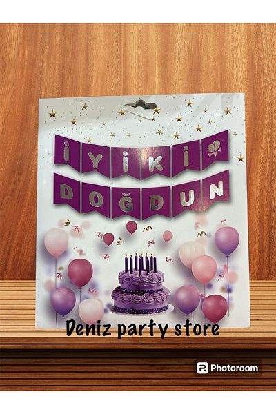Deniz Party Store Χρόνια Πολλά Μωβ Ασημένιο Χαλκομανικό Γράμμα