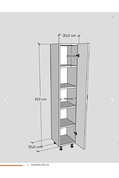 bshgülbaymobilya Tek Kapaklı 5 Raflı Çok Amaçlı Banyo Mutfak Kiler Dolabı Tek Kapılı Beyaz Erzak Dolabı
