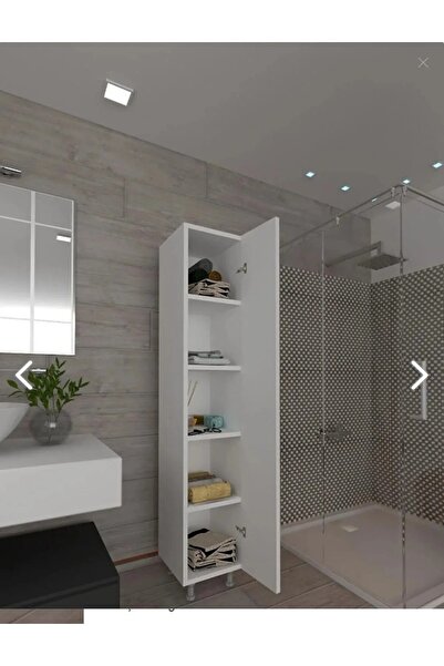 bshgülbaymobilya Tek Kapaklı 5 Raflı Çok Amaçlı Banyo Mutfak Kiler Dolabı Tek Kapılı Beyaz Erzak Dolabı