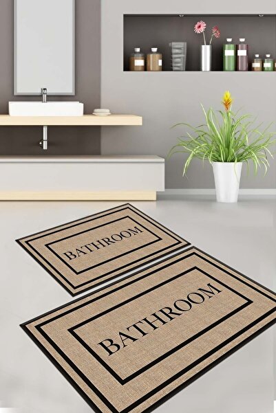 ALAADDİN CARPET Kaymaz Tabanlı Yıkanabilir 2 Li Set 60x100 50x60 Banyo Halısı...