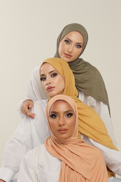 Beyzak 3-Piece Advantage Set (salmon-soft Yellow-thyme Green) Luxury Combed Cotton Shawl-women's Hijab Jersey Hijab
