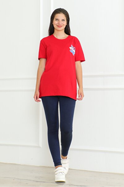 Bestenur 1062 Модель Червона футболка з принтом Space