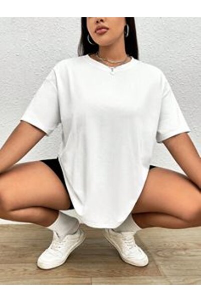 FİTGO Tricou alb supradimensionat pentru femei