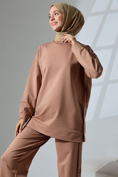 Mihran Butik Γυναικείο εποχιακό αθλητικό και άνετο κοστούμι Camel Color