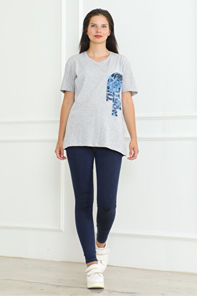 Bestenur Сірий футболка з принтом The Nort 1075