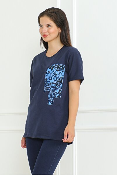 Bestenur The Nort 1075 Модель Синя футболка з принтом