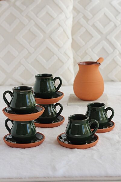 Toprak Ürünler Tulip Sechs Person Cup and Coffee Pot Set