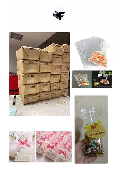 FİGANLAR Transparent Bag Plain 10x20 cm 100 Pieces cookie candy bag gift bag