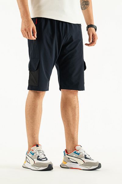 REYNARD Ανδρικό σορτς Capri με λεπτομέρεια τσέπης Navy Blue από αναπνεύσιμο ύφασμα Lycra