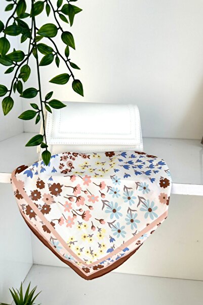 KUQOS Demeter Desenli Bandana/Fular Sütlü Kahve