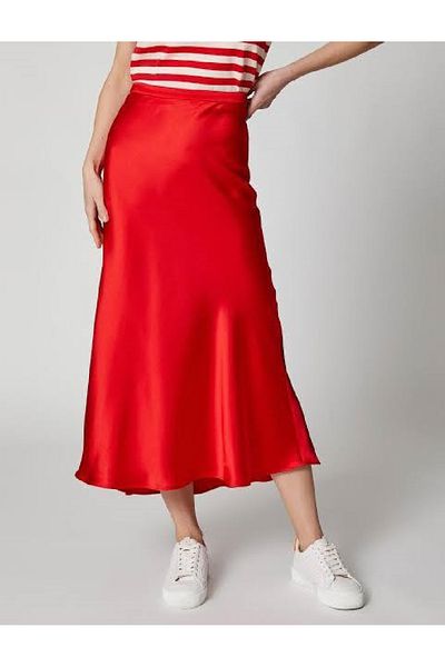 Fiori Satin Midi Skirt - Elastic Waist