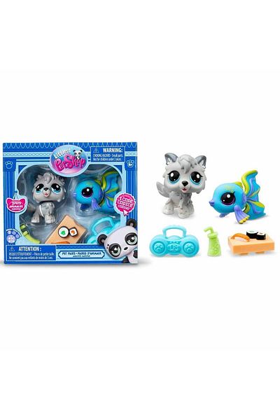 Littlest Pet Shop Wolf and Fish Minishes Set of 2 Figures