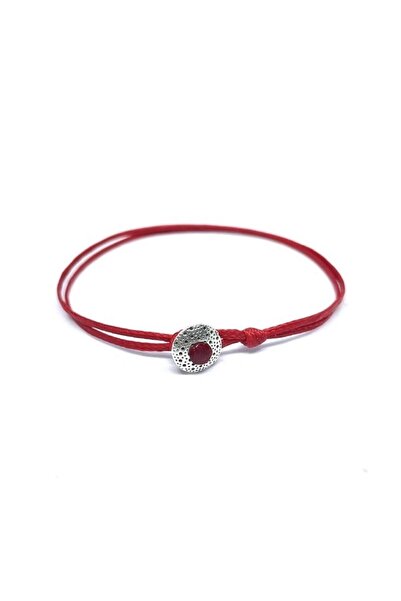 knitbek Şans Bilekliği Kırmızı Düğme Detaylı Ip Bileklik