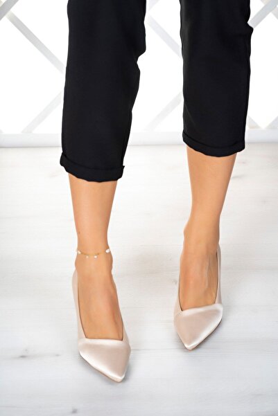 Erkan Saçmacı Laura Plus Tan Satin Evening Dress Shoes 6 cm