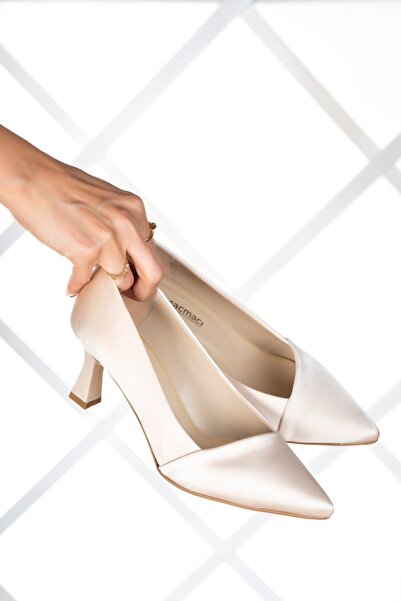 Erkan Saçmacı Laura Plus Tan Satin Evening Dress Shoes 6 cm