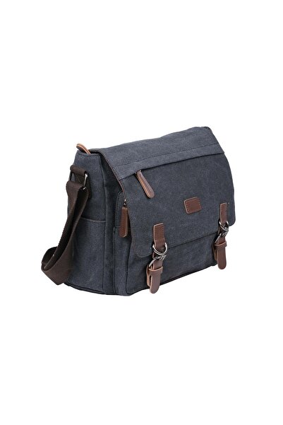 Bagacar Kanvas Kumaş Laptop Bölmeli Unisex Çapraz Çanta Siyah