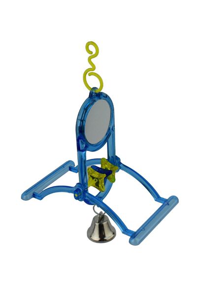 PureCanpati Mirrored & Bell Swing with Perch for Lovebirds (Blue Color)