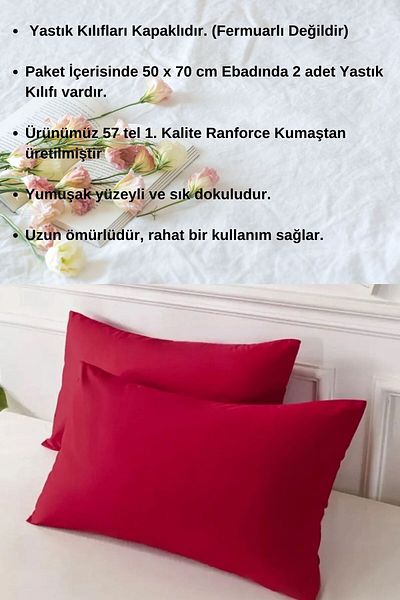 LilaMOON Claret Red Ranforce Fabric Pillow Case - Cotton (2 PCS)