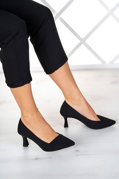 Erkan Saçmacı Laura Plus Pantofi de Seara Crepon Negru 6 cm