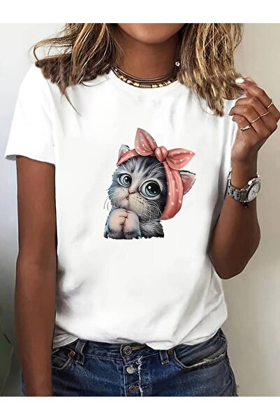 GALASHOP Comfortable Cat Printed Cute T-Shirt - Mod85