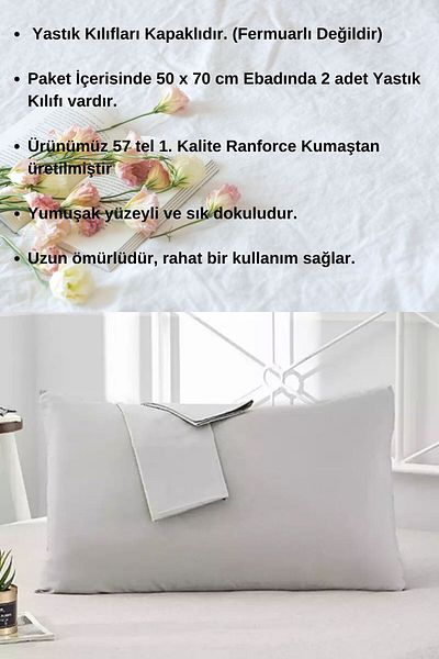 LilaMOON Cotton Ranforce Fabric - Gray Pillow Case (2 PCS)