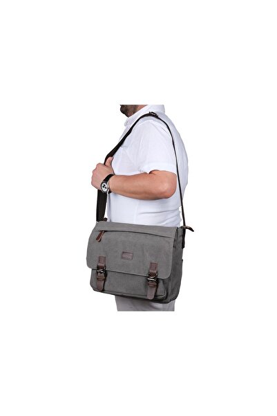 Bagacar Сіра унісекс сумка через плече - канвасова тканина, відділення для ноутбука