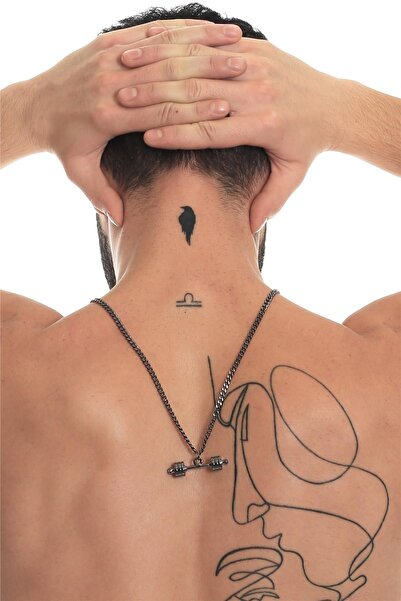 LABALABA Men's Lacquer Anthracite Coated Barbell Pendant Chain Necklace